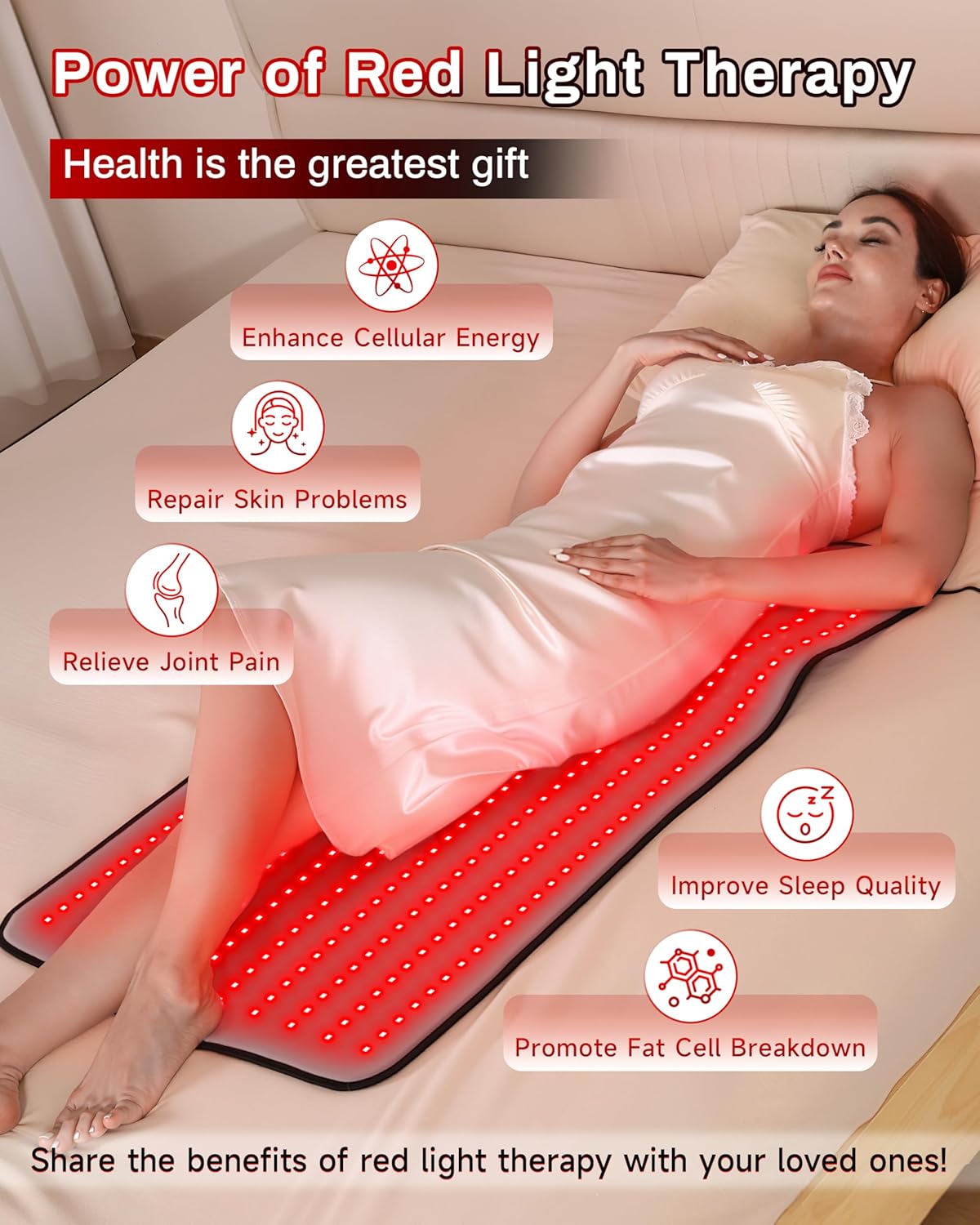 Red Light Therapy Mat for Body 38 x 23.6, 400 LEDs Dual 660nm & 850nm Infrared Medical-Grade TPU Pad for Back, Shoulder & Joint Relief, FSA & HSA Eligible
